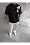 Graphic Printed Unisex Casual Style Black Cotton Oversize T-Shirt - 2