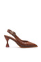 Women's Tan Knitted Patterned Pointed Toe Buckle Heeled Shoes Special Design Heel Daily & Office