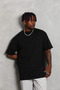 Plain Textured Unisex Casual Style Charcoal Black Oversize Crew Neck T-Shirt - 3
