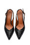 Women's Black Knitted Patterned Pointed Toe Buckle Heeled Shoes Special Design Heel Daily & Office - 7