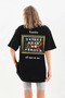 Printed Unisex Casual Style Character Black Cotton Oversize T-Shirt
