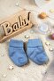Blue Organic Cotton Folded Unisex Newborn Socks - 4