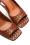 Women's Tan Knitted Patterned Buckle Thick Heeled Sandals Special Design Heel Stylish Office & Daily Shoes - 4