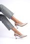 Women's White Knitted Patterned Pointed Toe Buckle Heeled Shoes Special Design Heel Daily & Office - 7