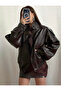 Viral Oversized Women's Leather Jacket High Collar Black Urban Style Women's Leather Jacket - 5