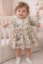 Vintage Floral Patterned Lace Collar Baby Girl Dress