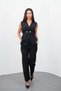 Women's Black Vest Trousers Double Set Belt Detailed Stylish Office Casual New Season