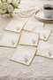 Set of 6 Daisy Embroidered Coffee Presentation Napkins – Fabric Cocktail Napkin Set - 3
