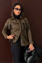 Tasseled Dropped Scuba Suede Shirt - Khaki |   F2029 - Khaki
