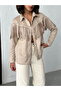 Tasseled Dropl Scuba Suede Shirt - Stone |   F2029 - Stone - 4