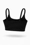 Women's Black Lightly Supported Knitted Strap Padded Sports Bra Bustier - 3