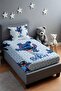 Blue Mischievous Patterned Bedspread and Pillowcase - 2