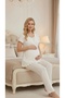 New Season Ecru Summer Special Design 100% Cotton Short Sleeve Maternity Pajama Set - 6