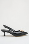 Women's Heeled Shoes - 5 cm Thin Heel Pointed Toe Open Back Stiletto Shoes Black Yanki - 7
