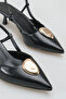 Women's Heeled Shoes - 5 cm Thin Heel Pointed Toe Open Back Stiletto Shoes Black Yanki - 3