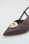 Heeled Women's Shoes - 5 cm Thin Heel Pointed Toe Open Back Stiletto Shoes Brown - 7