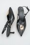 Women's Heeled Shoes - 5 cm Thin Heel Pointed Toe Open Back Stiletto Shoes Black Yanki