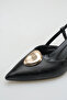 Women's heeled shoes - 5 cm stiletto heel pointed toe slingback black - 7