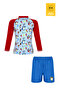 Uv Protection Upf 50+ Kids Swim Set - Long Sleeve Penguin Pattern Top & Shorts Swimsuit - Tappy Collection - 2