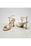 (Dekas) Women's Heeled Shoes with Front Buckle Detail Gold - 3