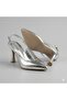 (Flosy) Closed Toe Women's Heeled Shoes Silver - 3
