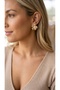 Gold Color Vintage Earrings with Steel Flower Figures