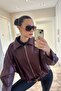 Women's Oversize Bomber Burgundy Leather Jacket with Belt - 6