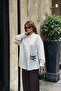 Women's Ecru Striped Buckle Oversize Shirt - Modern Cut Stylish Design Mlb173 - 3
