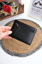 Genuine Leather Card Holder with Coin Compartment and Snap Fastener 1340 Black - 4