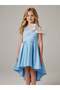 Girl's Asymmetrical Cut Stone Detailed Stylish Evening Dress - 5