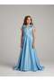 Girl's Long Stylish Evening Dress with Floral Detail on the Shoulders - 2