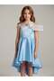 Girl's Asymmetrical Cut Stone Detailed Stylish Evening Dress - 3