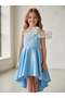 Girl's Asymmetrical Cut Stone Detailed Stylish Evening Dress - 6