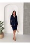 Gathered Front Midi Length Denim Dress - Dark Blue Dark Blue - 4