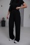 Women's Black High Waist Buttoned Tie-Waist Pocketed Modal Textured Palazzo Fabric Trousers - 4