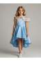 Girl's Asymmetrical Cut Stone Detailed Stylish Evening Dress