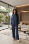 Women's Ultra Soft Modal Cotton Side Snap Detail Elastic Waist Comfortable Cut Top and Bottom Set