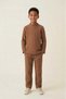 Brown 100% Cotton Muslin Fabric Boys' Suit Comfortable Fit Hajj and Umrah Outfit