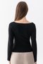 Women's Black 100% Cotton Ultra Soft Boat Neck Long Sleeve Blouse - 6