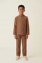 Brown 100% Cotton Muslin Fabric Boys' Suit Comfortable Fit Hajj and Umrah Outfit - 4