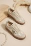 Girls' Sneakers with Glittery Star Detail, Lace-Up, Non-Slip Stretchy Sole - 6