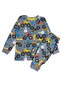 Boy's 100% Cotton Gray Color Car Jip Patterned Long Sleeve Winter Interlock Pajama Set