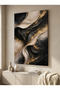 Black Gold Marble Look Abstract Canvas Painting – Modern Luxury Black Gold Wall Art - 2
