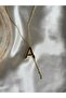 Stainless Steel Gold a Letter Low-Cut Necklace - 2