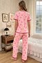 V-Neck Cotton Bowknot Printed Soft Summer Pajama Set - 3