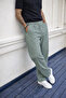 Men's High Waist Elasticated Dark Green Linen Trousers - 4