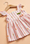 100% Cotton Peach and Cherry Baby Dress - 3