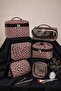 6-Piece Makeup & Organizer Bag Set Stylish Textured Fabric, Zippered, Multi-Purpose for Travel & Daily Use