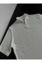Men's Premium Ribbed Half-Zip Short Sleeve Knitwear T-Shirt High Collar Mercerized T-Shirt - 2