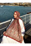 Women's Burgundy Tile Ethnic Paisley Patterned Soft Textured Cotton Soft Shawl